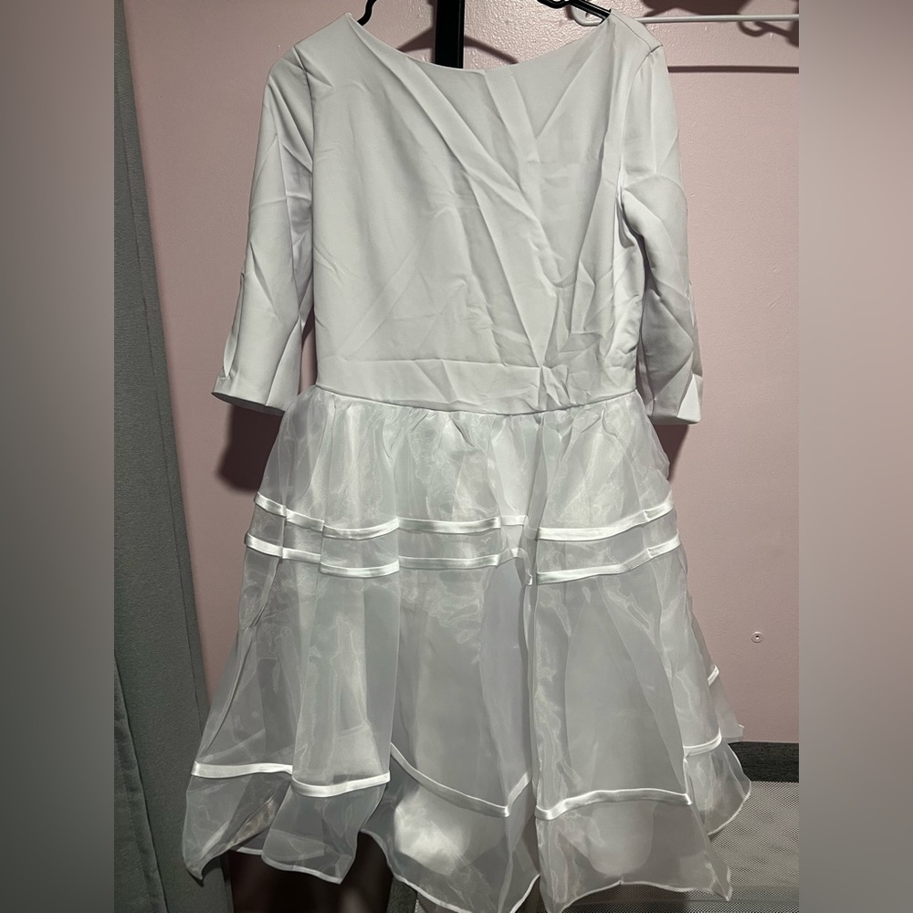 Elegant White Dress with Sheer Overlay